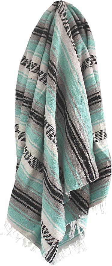Del Mex Classic Mexican Blanket, Large Authentic Woven Falsa Throw (70
