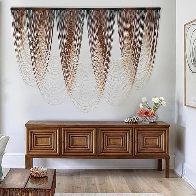 IOWER Macrame Wall Hanging Brown Dip-Dyed Large Macrame Wall Decor For Living Room Boho Fiber Art for Office Decoration 57
