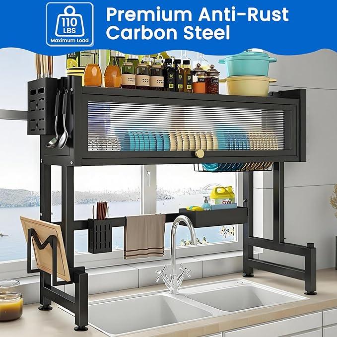 Dish Drying Rack, 3-Tier Over Sink Dish Drying Rack, 33.5