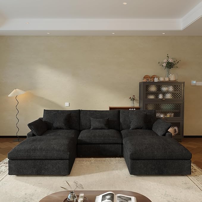 JACH U Shaped Sectional Couches, Cloud Sectional Couch with Deep Seat, 119