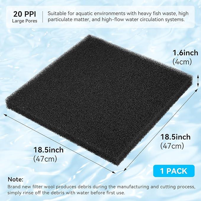 Aquarium Filter Sponge Pad, Filter Media Foam Sponges, Filter Accessories for Fish Tanks and Ponds (18.5