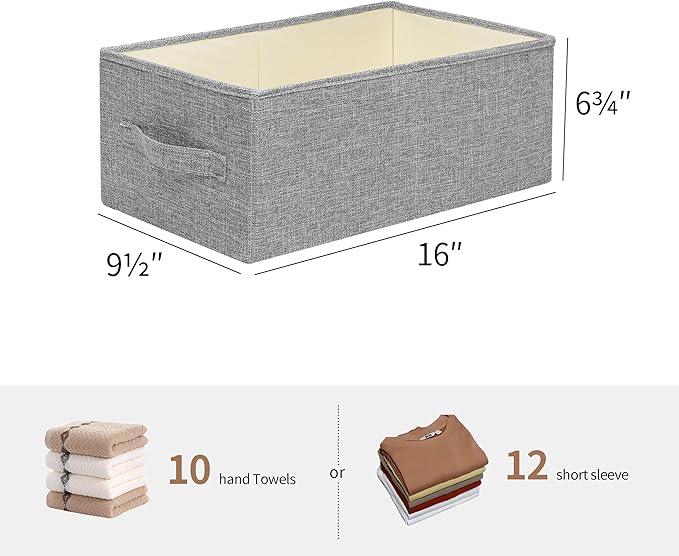 Linen Folding Storage Bins, 3 Pack Large Storage Baskets, Washable, Clothing Storage Bins with Handle, Closet Organizer for Storage Sweater,Sheets(dark grey, 16