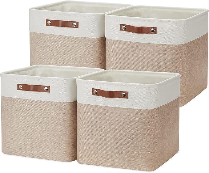 DULLEMELO Cube Storage Bins - 4 Pack Foldable Large Storage Baskets 12 inch Gifts Empty Fabric Bins for Home Office Cubes Organizer Closet, Shelves, Toy, Nursery (4 Pack - 12