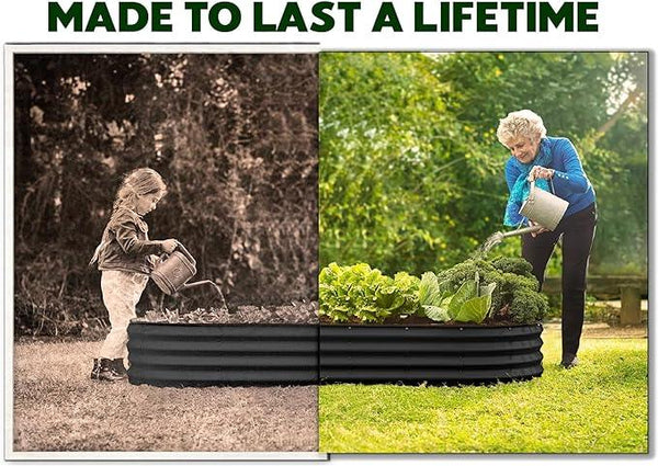 Galvanized Raised Garden Beds Outdoor // 8×2×1 ft Planter Raised Beds for Gardening, Vegetables, Flowers // Large Metal Garden Box (Black) // Patented Tool-Free Design