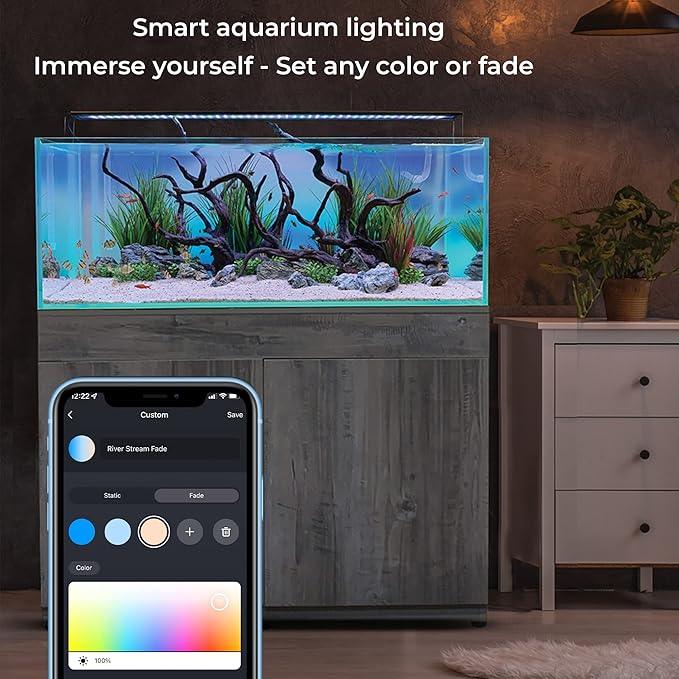 CURRENT USA ColorPlus Smart LED Aquarium Light 36 inch with App and Voice Control by Alexa & Google Home | Extra Vivid Colors for Freshwater Aquarium Fish Tank and Terrariums| Aluminum (36