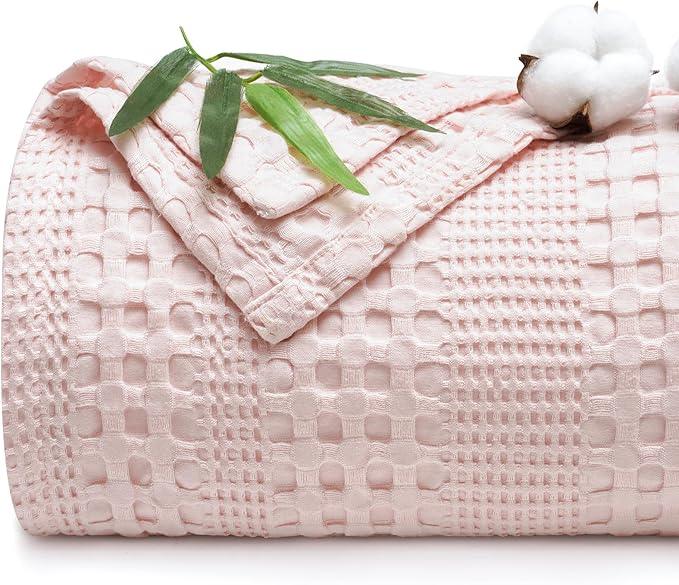 PHF Cooling Waffle Blanket King Size, Lightweight 60% Rayon Derived from Bamboo & 40% Cotton Breathable Blanket for Hot Sleepers, Soft and Luxury for Bed Couch and Sofa, 104