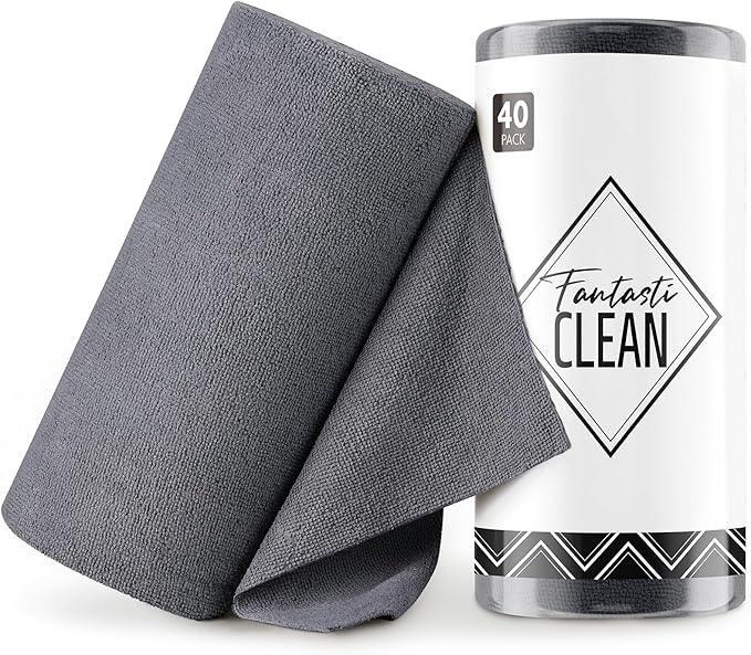 Fantasticlean Microfiber Cleaning Cloth Roll -40 Pack, Tear Away Microfiber Towels, 12