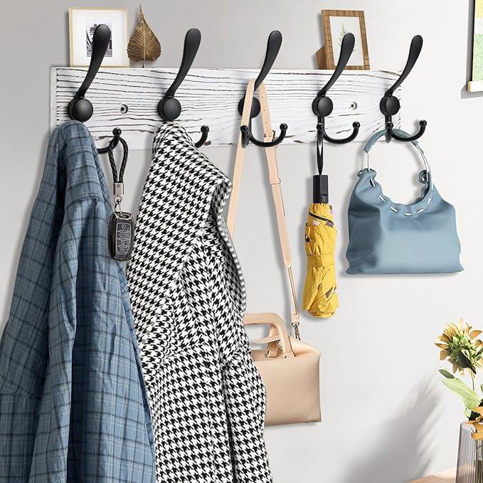 2pcs Coat Rack Wall Mount Wooden Hat Rack for Wall Hooks Pine Real Wood Plank 16.9