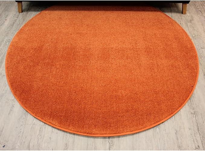 KOECKRITZ Soft and Colorful Kids Classroom Area Rugs (Passes Flammability Pill Test) Many Sizes and Bright Colors to Select from (8' Round, Tangerine)