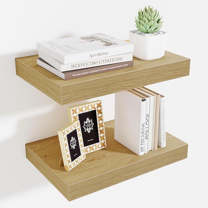 Fun Memories Floating Shelves for Wall - 10 x 16 Floating Shelf - Rustic Wood Storage Shelf - Wall Shelves with Invisible Bracket - 16