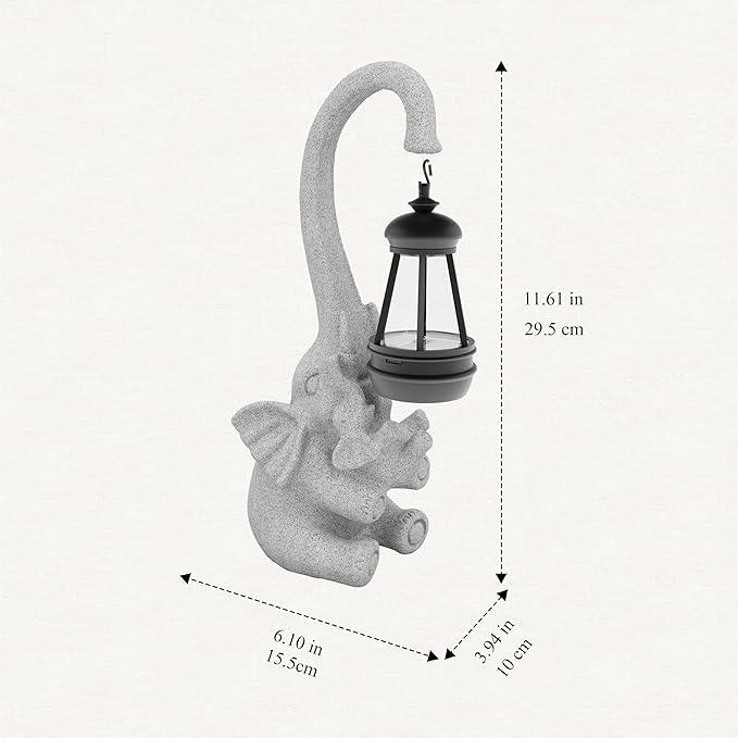 Solar Powered Outdoor Figurine Lights, 10 Inch Waterproof Animal Elephant Statue Light, Suitable for Decorations for Patio, Balcony, Lawn, Courtyard, Etc.(Chest)
