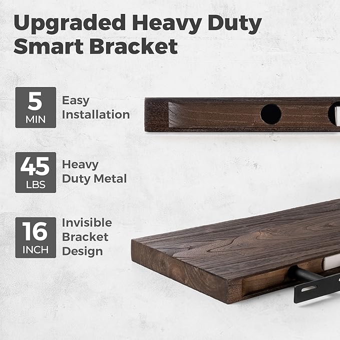 RICHFOCUS Live Edge Elm Floating Shelves - 24