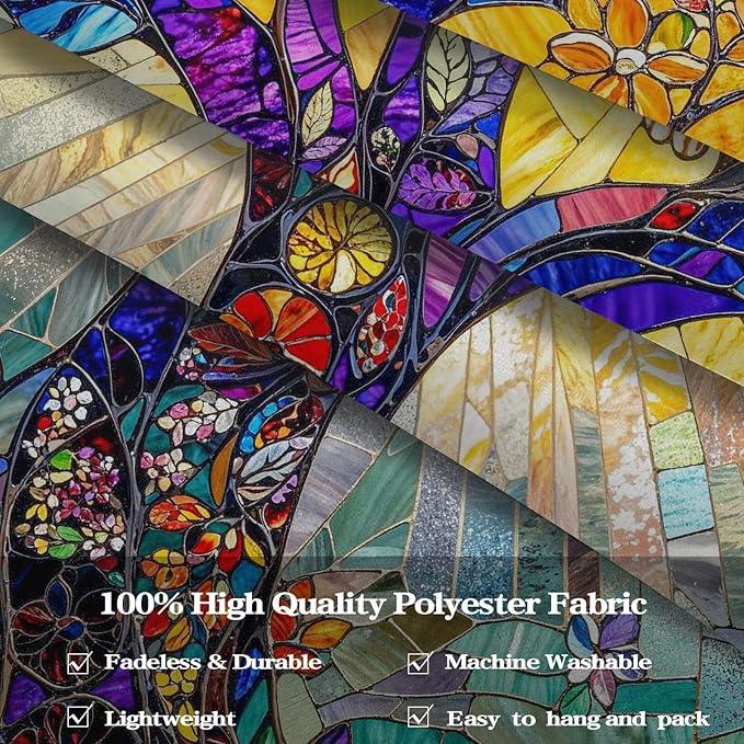 Lunerfex Tree of Life Tapestry Stained Glass Tapestry Wall Decor Tapestries for Bedroom Art Tapestries Wall Hanging for Bedroom Living Room Glass-Tree-02 60