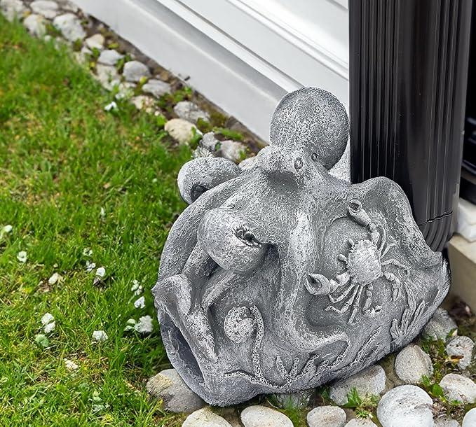 Real Octopus Sculpture Gutter Downspout Extender,Garden Statue Ornament,Decor Downspout Diverter,Perfect Rain Diverter for 3