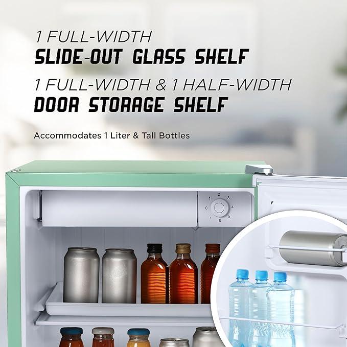 IBCR17MNT Compact, Energy Star Certified Small, Single Door Mini Fridge with Freezer Refrigerator, Standard (1.7 cu ft), Mint Green