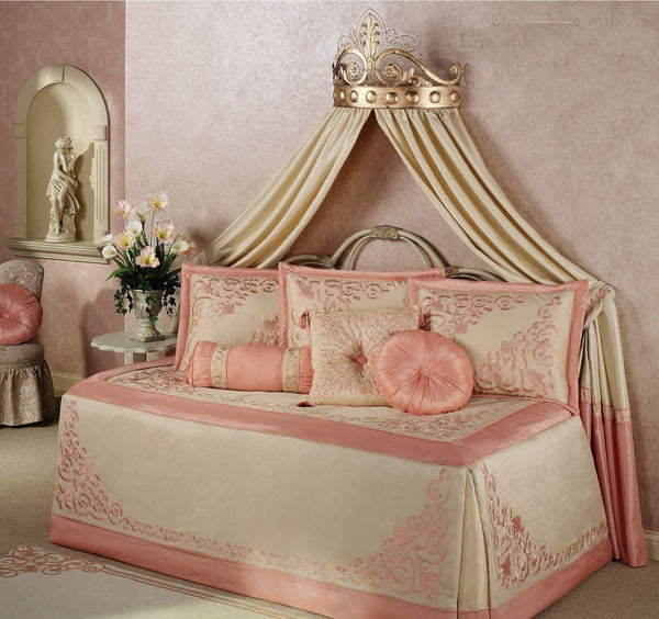 Ornate Gold Scrollwork Bed Crown Tester Wrought Iron Cast Baroque Antique Style