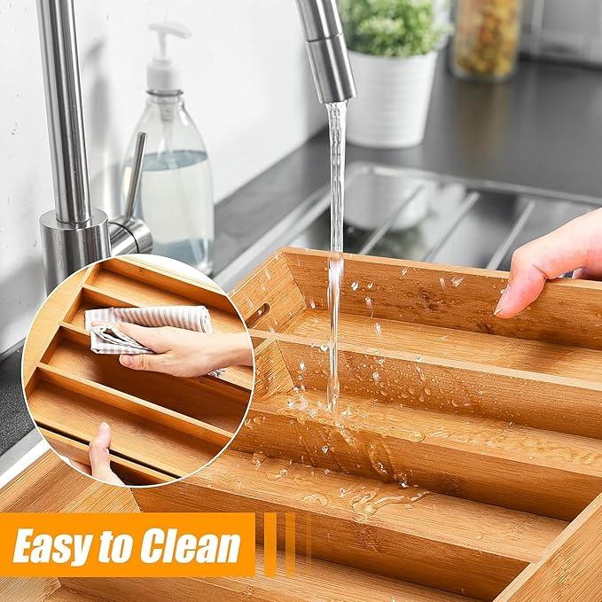 Kitchen Silverware Drawer Organizer and Storage Flatware Cutlery Utensil Holder Spice Rack Containers Bathroom Counter Cabinet Office Desk Makeup Drawer Tray Kitchen and Dining Tools Decor Accessories