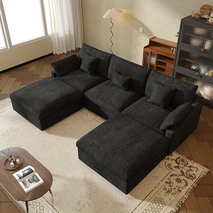 JACH U Shaped Sectional Couches, Cloud Sectional Couch with Deep Seat, 119