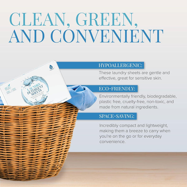 Natural Laundry Detergent Sheets, Eco Friendly– Fresh Linen Scent