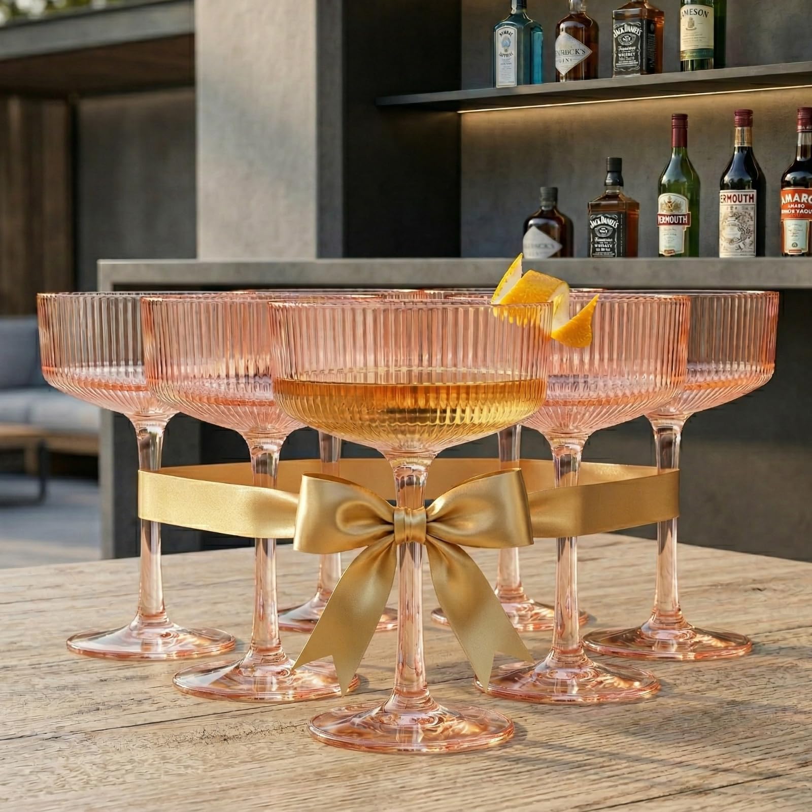 Madrid Acrylic Champagne Coupe Cocktail Glassware, Set of 6