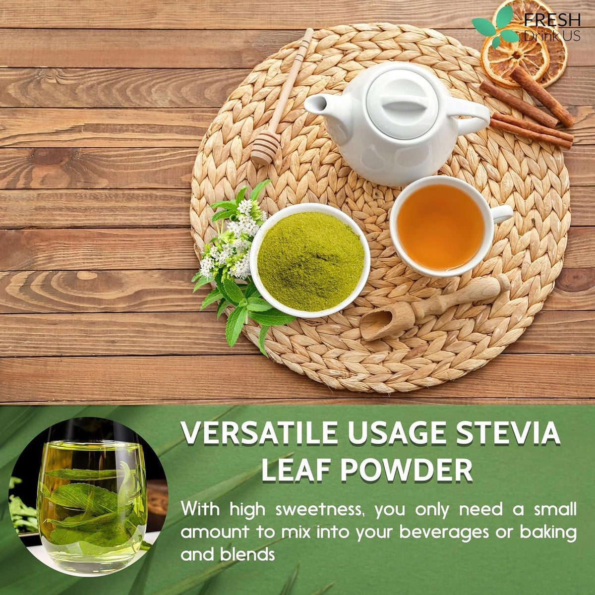 Stevia Leaf, Whole Dried Leaves, Tea Bags, Powder, 100% Natural and Pure from Stevia Leaves. Sugar Substitute for Tea, Coffee. Loose Leaf Stevia Herbal Tea. Zero Calorie Sweetener. No Sugar, No Caffeine, No Gluten, Vegan.