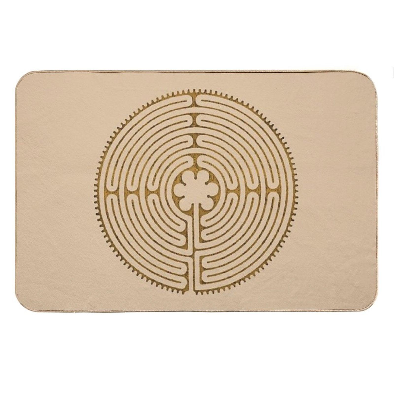 Symbol Chartres Labyrinth Metal Gold Antique Style Bath Mat