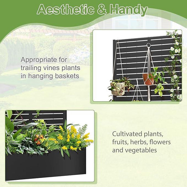 Trellis for Climbing Plants Outdoor，Mental Garden Bed with Drainage Holes Outdoor Privacy Screen Design Tall planters for herb Flower Vegetables 73