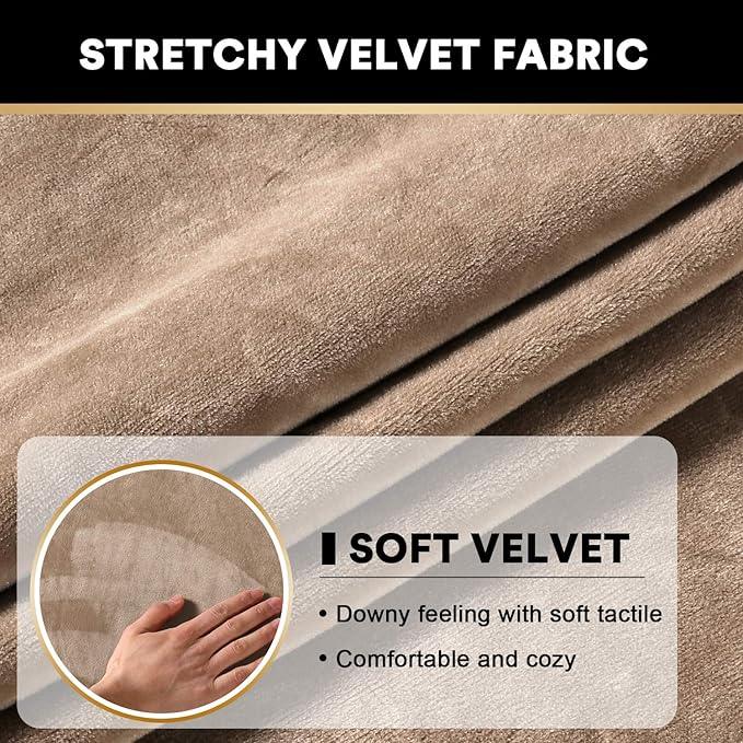 PrinceDeco Super Soft Couch Cushion Covers for Sectional Couch, Velvet Sofa Slipcover for Cushion Sofa pet Friendly with Elastic Bottom(Each Width Up to 29.5