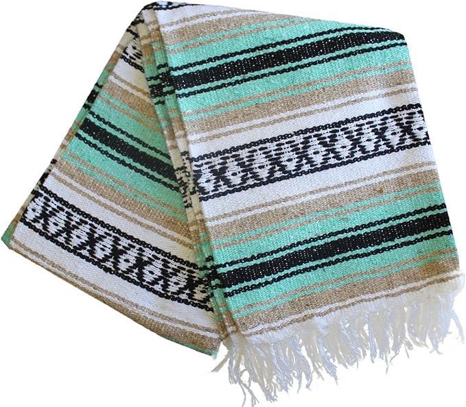 Del Mex Classic Mexican Blanket, Large Authentic Woven Falsa Throw (70
