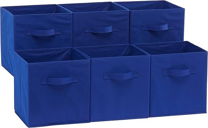 Amazon Basics Cube Organizer Storage Bins Handles, Collapsible Fabric, Pack of 6, 10.5