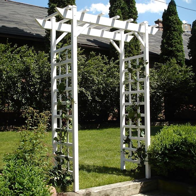 Dura-Trel PVC Garden Arbor, Arch Support for Climbing Plants, Providence, White, 64