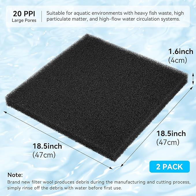 Aquarium Filter Sponge Pad, Filter Media Foam Sponges, Filter Accessories for Fish Tanks and Ponds (18.5