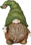 Alpine Corporation QWR1442 Gnome with Green Hat Holding a Flower, Playful Décor for Garden, Patio, & Lawn, 10