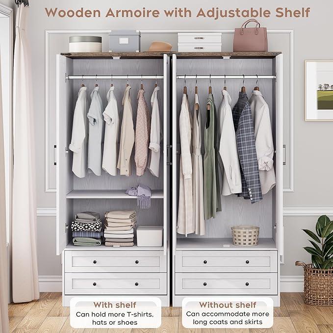 Brafab Armoire Wardrobe Closet with 2 Modern Doors, 71