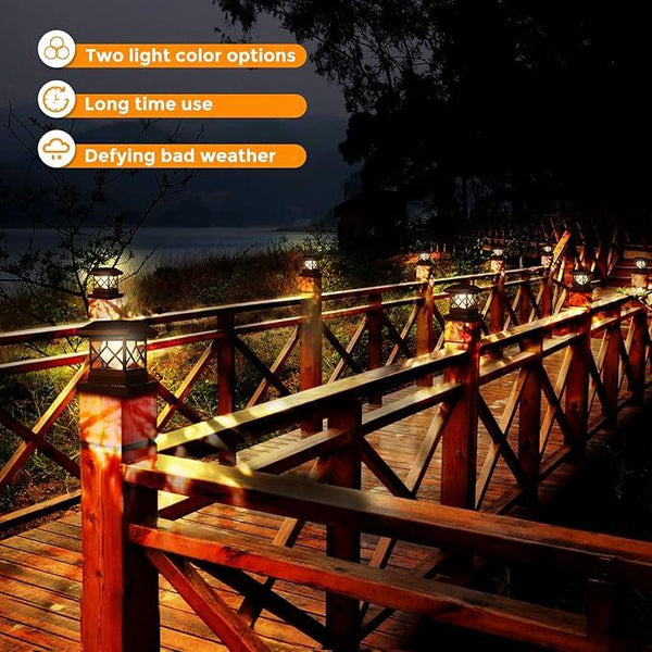 TWINSLUXES Solar Post Cap Lights Outdoor - Waterproof LED Fence Post Solar Lights for 3.5x3.5/4x4/5x5 Wood Posts in Patio, Deck or Garden Decoration Warm Light… (8 Pack)
