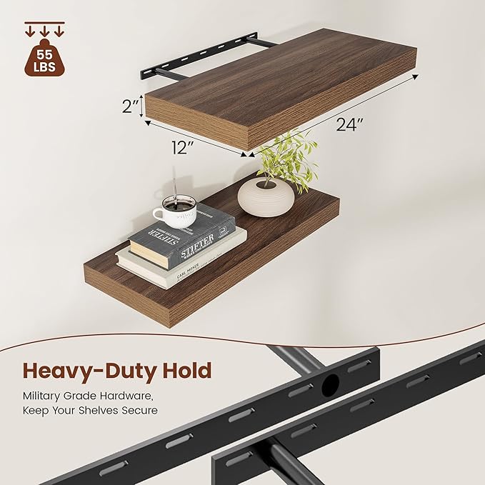 Wide Floating Shelves for Wall 12 Inch Deep, 24