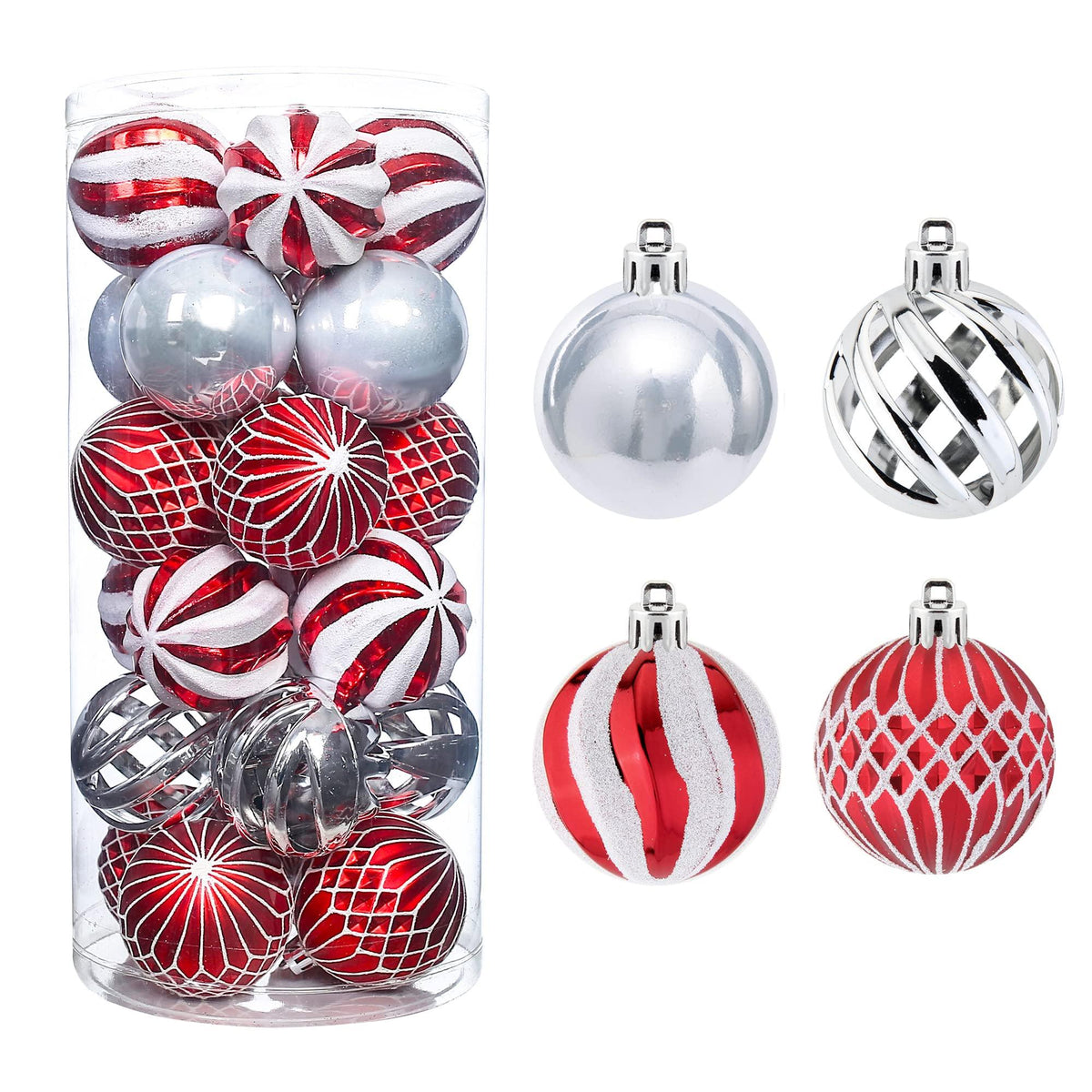 Used - 24 Pcs 2.36 in Shatterproof Christmas Ball Ornaments, Glitter