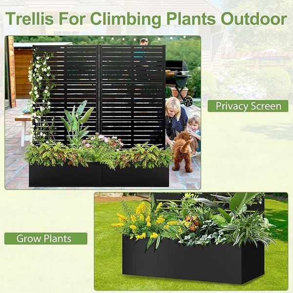 Trellis for Climbing Plants Outdoor，Mental Garden Bed with Drainage Holes Outdoor Privacy Screen Design Tall planters for herb Flower Vegetables 73