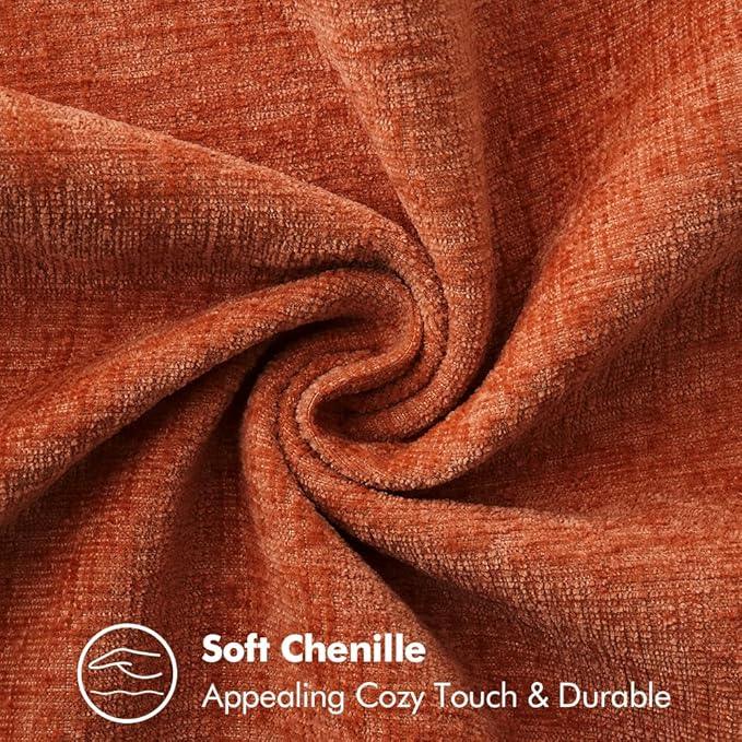 MIULEE Pack of 2 Fall Couch Throw Pillow Covers 12x20 Inch Rust Farmhouse Decorative Pillow Covers with Stitched Edge Soft Chenille Solid Dyed Pillow Covers for Sofa Bed Living Room