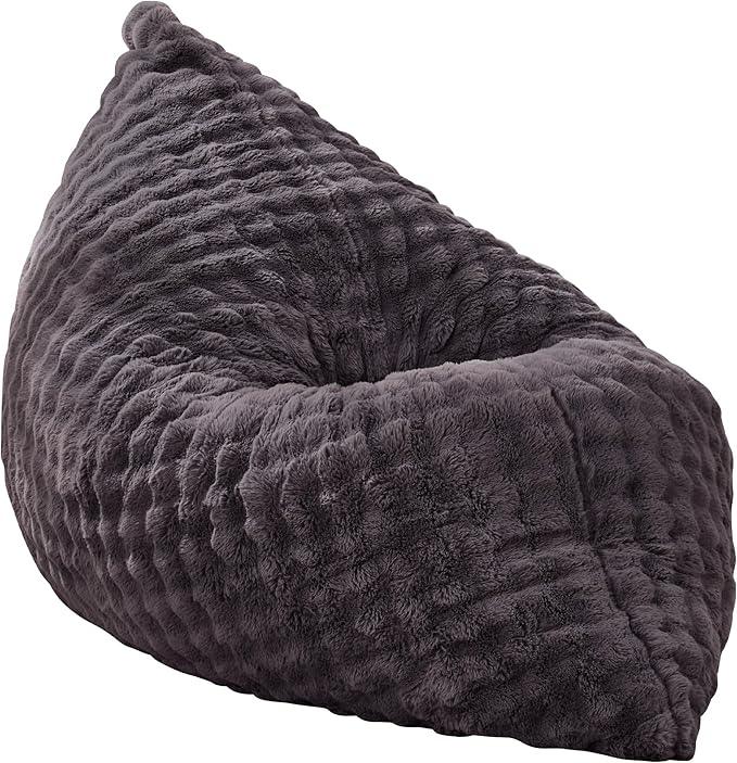 Hobestluk 3 in 1 Bean Bag Chair Giant Bean Bag Chairs for Adults with Bubble Cover Convertible Bean Bag Floor Cushion with Machine Washable Cover for Living Room (Bubble Dark Grey)