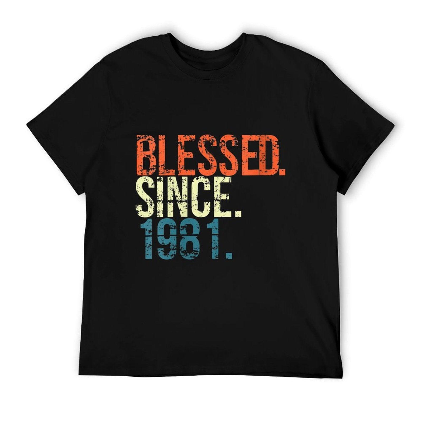 Womens Blessed Since 1981 40th Birthday Gifts Vintage  Heathered Texture T-Shirt
