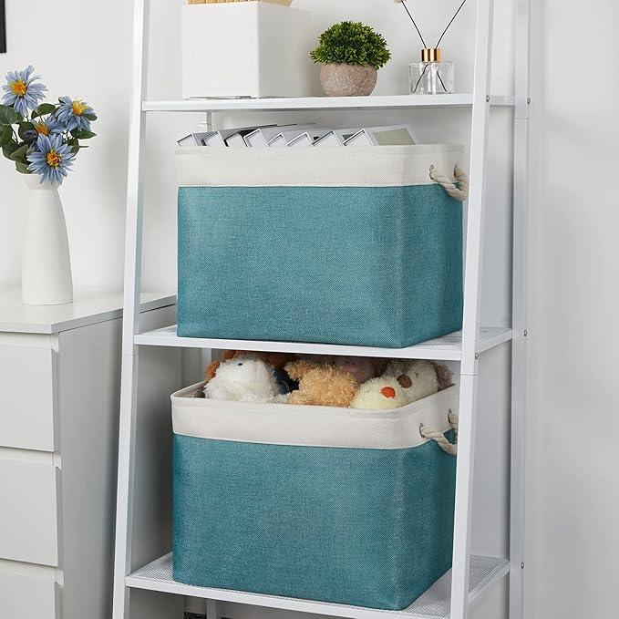 Bidtakay Foldable Storage Bins Set of 2 Tall Cloth Baskets 16