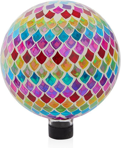 Alpine Corporation HMD220 Glass Gazing Globe w/Mosaic Teardrop Design, Decorative & Elegant Garden Art, 12