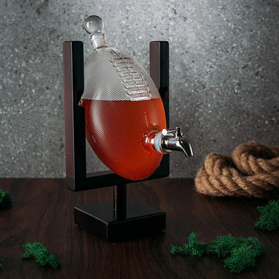 Football Decanter for Whiskey, Wine, Water & Other Liquids - Spigot Faucet - 1400ml Fantasy & Monday Night Football Decorations Decor Liquor Dispenser Gifts for Men Dad, Decanters for Alcohol