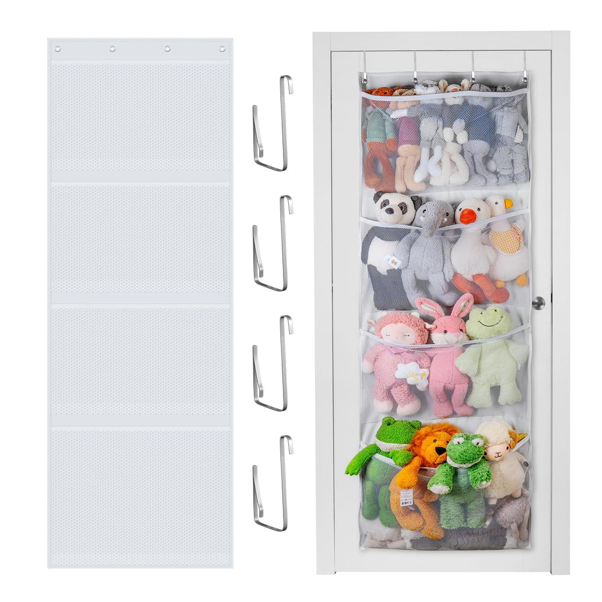 Over The Door Stuffed Animal Storage Organizer, Plus Size, White