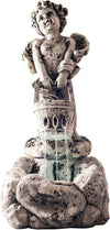 Outdoor Water Fountain With LED Lights, Lighted Cherub Angel Fountain With Antique Stone Design for Decor on Patio, Lawn and Garden By Pure Garden 10.25x15