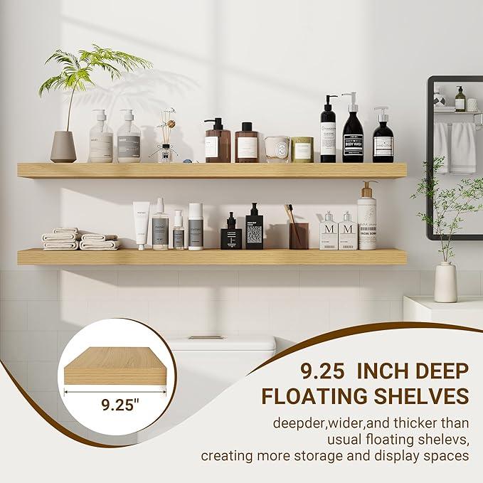 48 Inch Floating Shelves, 3D Textured Wood Grain, 48