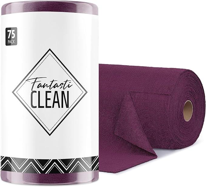 Fantasticlean Microfiber Cleaning Cloth Roll -75 Pack, Tear Away Microfiber Towels, 12