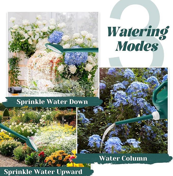 Watering Can for Indoor & Outdoor Plants, Plant Watering Can with Stainless Steel Shower Head, 1 Gallon Plastic Water Can for Garden, Flowers, Vegetable, Greenhouse (AlpineGreen)