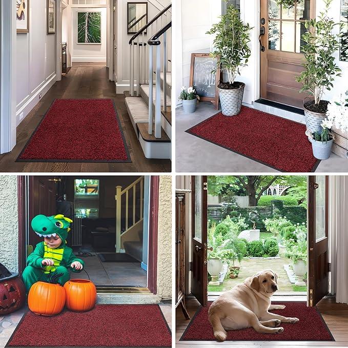 Mibao Front Door Mat, Dirt Trapper Welcome Mat for Outdoor Indoor, Non-Slip Waterproof Doormat, Durable Machine Washable Low Profile Entry Rug for Back Door Outside Patio Porch, 72
